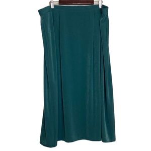 Vintage Tilley Skirt Womens XXL Green Faux Silk Pleated Maxi Long Flowy Travel